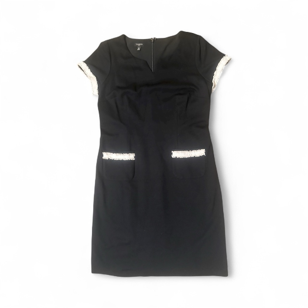 Talbots Black Mini Dress with White Trim